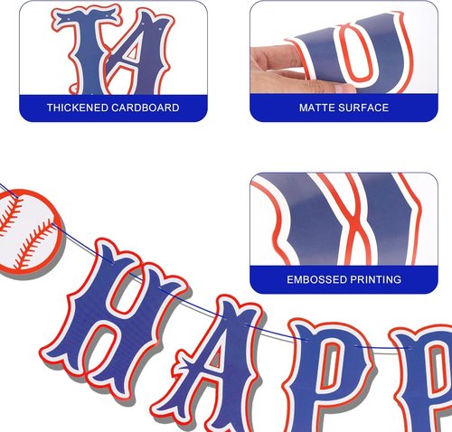 Baseball Birthday Party Decorations - Navy Blue Happy Birthday Backdrop & Garland for Sports Lovers