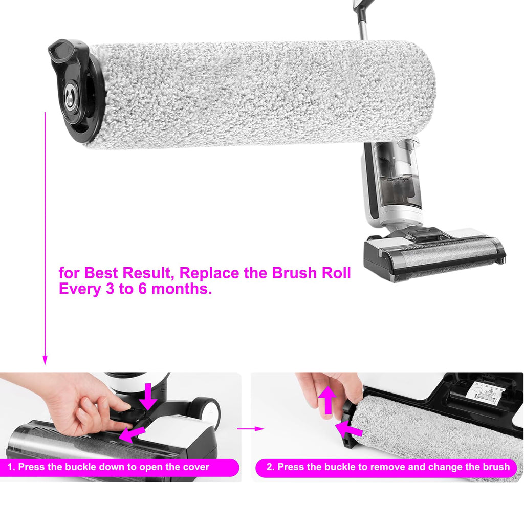 PELLYDA Roller Brush Replacement Parts Compatible with Tineco iFloor 2, iFloor 3,Floor One S3 Cordless Wet Dry Vacuum Cleaner.(iFloor Accessories Replacement Roller Brush 2 Pack)