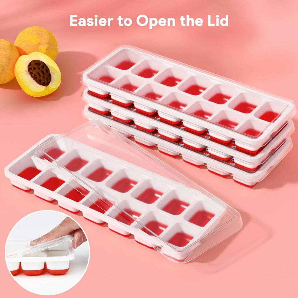Airabc Silicone Ice Cube Trays - Easy-Release 14-Cube Design with Removable Lid | BPA Free & Stackable