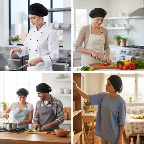 3 Pcs Chef Hats for Women, Adjustable Cooking Chefs Cap Food Service Hair Nets, Reusable Kitchen Cooking Chef Cap - Reusable Washable