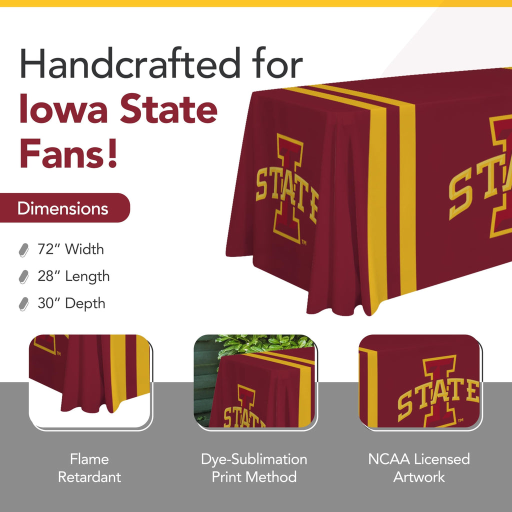 Victory Corps Iowa State Cyclones College Sports Printed Table Throw - NCAA Licensed - Polyester - School Tablecloth (Red) (6' Draped)