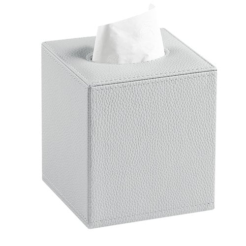 JLAMBOM PU Leather Tissue Box Cover Square Tissue Box Holder with Magnetic Closure, Decorative Tissue Holder for Bathroom Bedroom Office (Grey)