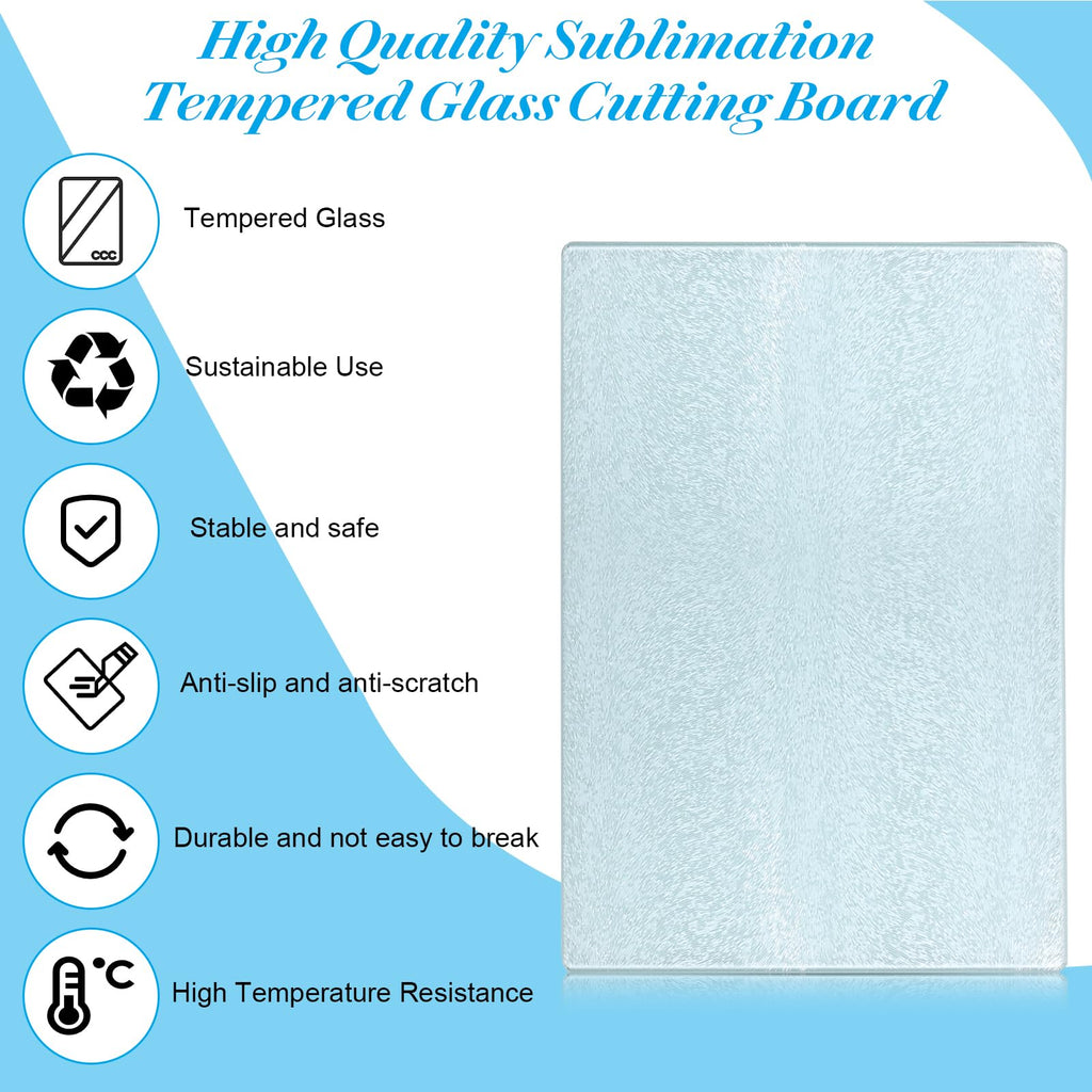 10 Pcs Sublimation Cutting Board Blanks, Textured Tempered Glass Cutting Boards For Kitchen, Anti Slip Chopping Board For Countertop Heat Press Machine Personalized Home Decoration