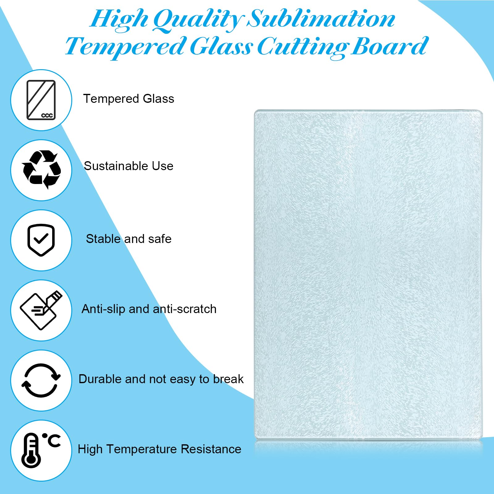 10 Pcs Sublimation Cutting Board Blanks, Textured Tempered Glass Cutting Boards For Kitchen, Anti Slip Chopping Board For Countertop Heat Press Machine Personalized Home Decoration