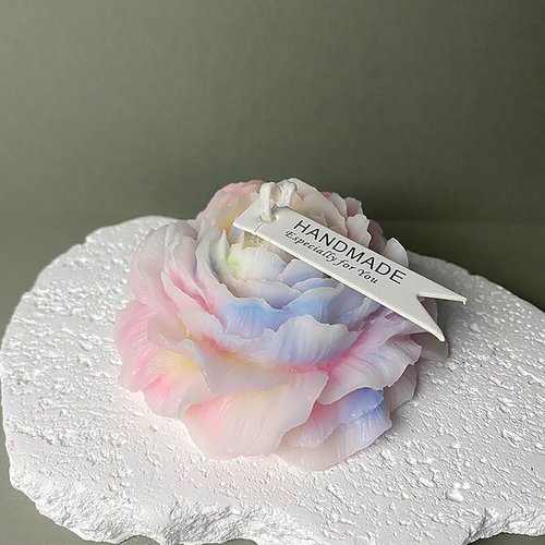 Cooary 4 Pcs Low Temperature Candles Glow in The Dark White Peony Flower Shaped White Heart Rose Scented Luminous Low Heat Body Safe Drip Wax Play for Couples