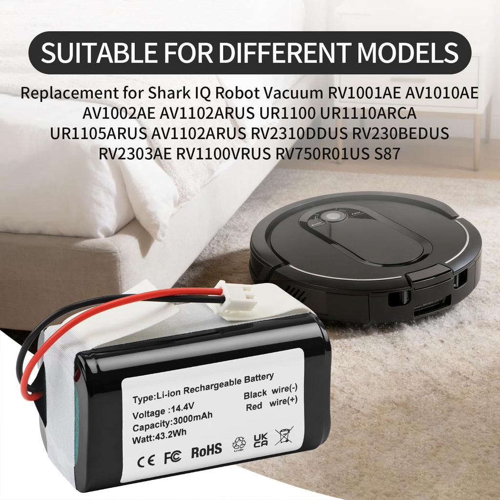 RVBAT85002 RVBAT85004 Battery Replacement for Shark RV9113A1US RV910S RV9106WXUS RV911AE RV9116ZXUS RV9122S1US RV9123S1US RV912S RV9126WXUS RV915S UR1105ARUS RV2520A0US RV9133S AV2501AOUS RVBAT85003