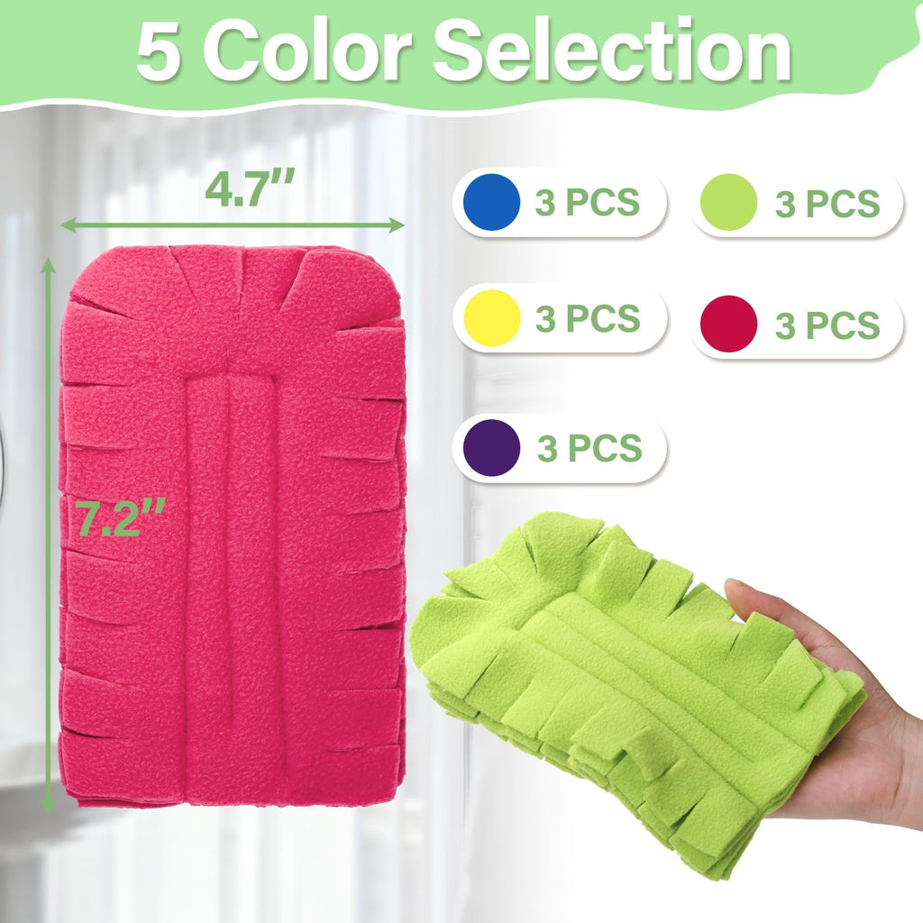WRINGKIT 15 Pieces Reusable Duster Refill, 360° Heavy Duty Fleece Duster Pads Refills, Washable Hand Dusters Pads for Cleaning Ceiling, Fan Hardwoods Window Kitchen Floor