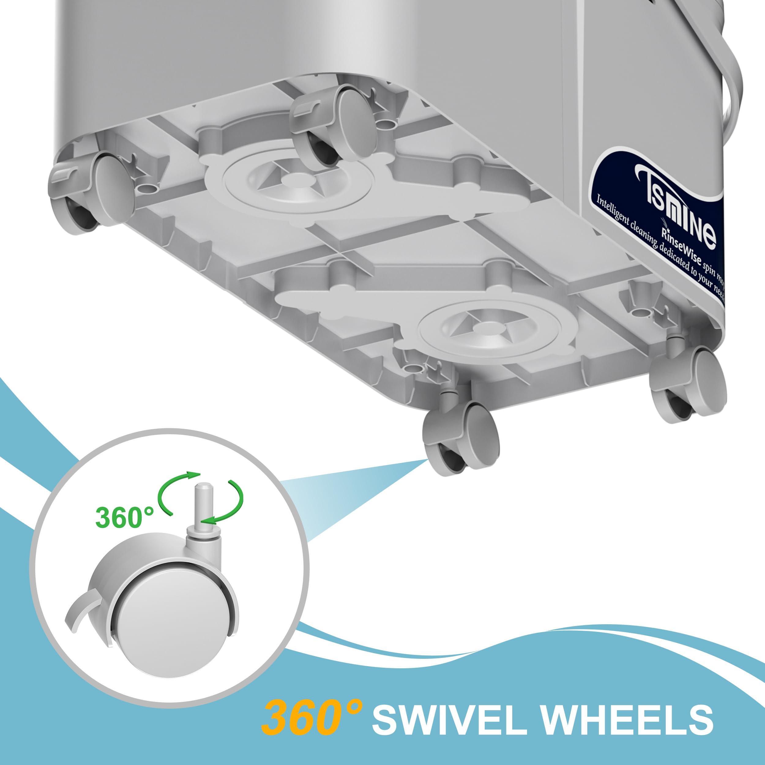 Compact Spin Mop for Apartments & Small Spaces, Clean & Dirty Water Separation Mop Bucket for Pet Owners & Daily Cleaning,360° Swivel Wheels, Safe for Hardwood & Tile, Adjustable Handle, 6 Mop Heads