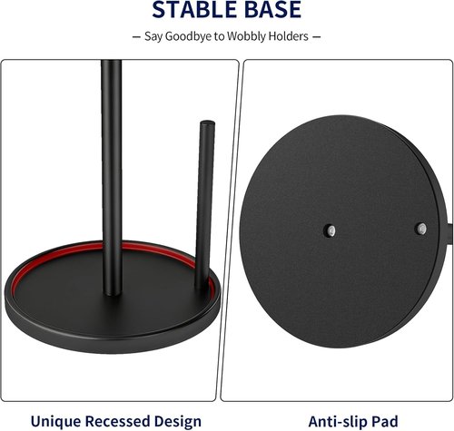 Jesginboo Paper Towel Holder - Stylish Black Countertop Design with Weighted Base for Stability