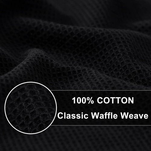 Homaxy 100% Cotton Waffle Weave Kitchen Towels - Soft & Absorbent 4-Pack | Quick Dry 16 x 26 Inches - Black