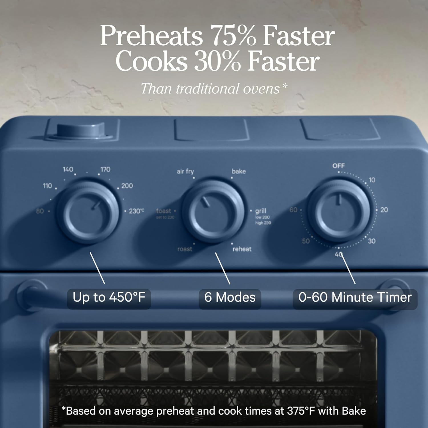 Our Place Wonder Oven - 6-in-1 Stainless Steel Air Fryer Toaster Oven | 13 QT Compact Capacity - Blue Salt