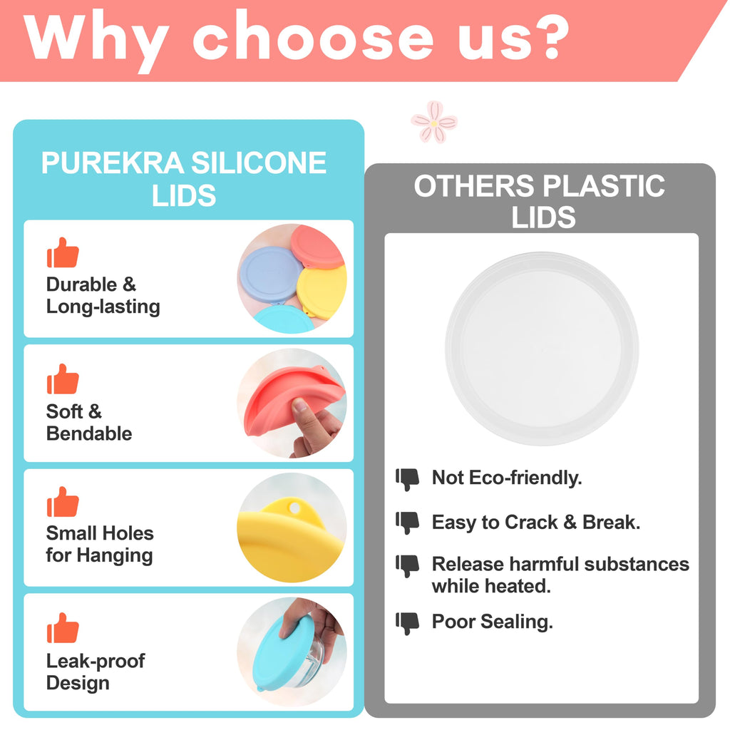 Purekra 4 PCS Silicone Replacement Lids for Pyrex and Anchor Hocking Glass Custard Cups 6oz, Prepware Dessert Cup Cover, Silicone Lids for Food Storage, Dishwasher Safe (Containers NOT Included)
