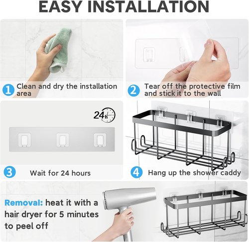 Lsnisni Shower Caddy Adhesive Strips - Waterproof Replacement for No-Drill Bathroom & Kitchen Storage | 4 Pack