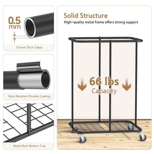 150L Large Laundry Basket with Wheels, Rolling Laundry Hamper with Removable Laundry Bag & Metal Frame, Oxford Fabric Dirty Clothes Hampers for Bedroom, Laundry Room, Bathroom, Dorm(Black)