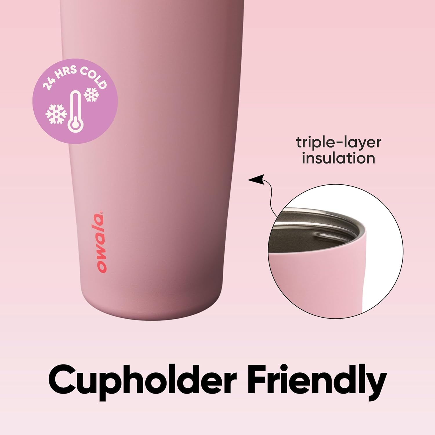 Owala FreeSip Sway Insulated Stainless Steel Water Bottle - 40oz, Two-Way Spout & Built-In Straw, Pink