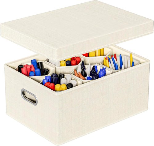 Aokeyee Marker Organizer - Stackable Storage Box with Lids for Craft Supplies & Tools | Multi-Purpose Design