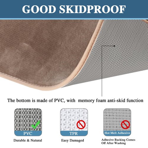 H.VERSAILTEX Bath Mat Memory Foam Bathroom Rug Flannel Velvety Luxury Extra Soft and Absorbent Non Slip Rugs for Bathroom/Bedroom Washable (Curved Set 20"x 32" Plus 20"x 20"U, Taupe)
