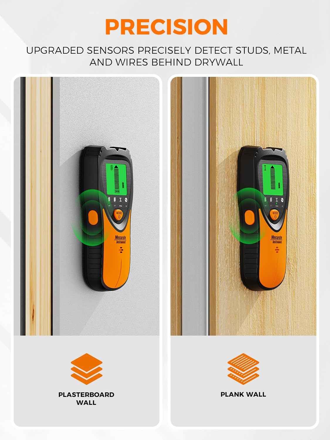 Mecurate Stud Finder - 5-in-1 Wall Scanner with LCD Display & Audio Alarm for Wood, Metal, AC Live Wires