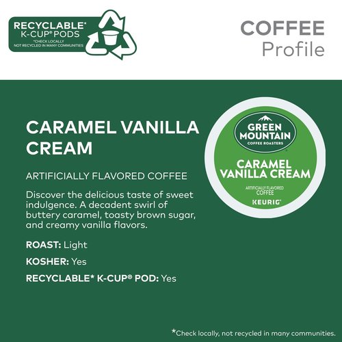 Green Mountain Coffee Roasters K-Cup Pods - Caramel Vanilla Cream Light Roast Coffee, 72 Count