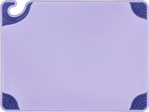San Jamar Saf-T-Grip Cutting Board for Restaurants, Saf-T-Zone Cutting Board, 15" X 20", Purple
