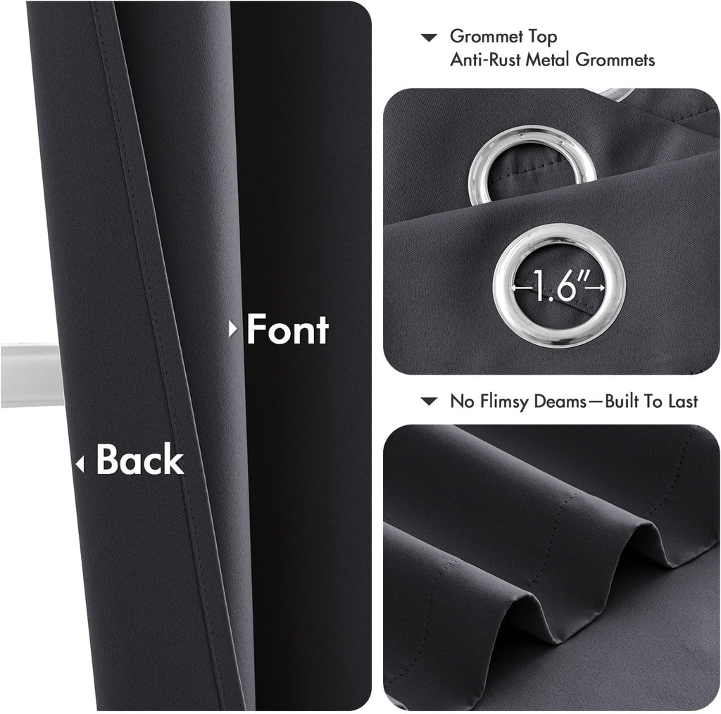 MIULEE Short Curtains - Dark Grey Blackout Thermal Insulated Drapes | 2 Panels, W40 x L36 Inch for Kitchen & Bathroom
