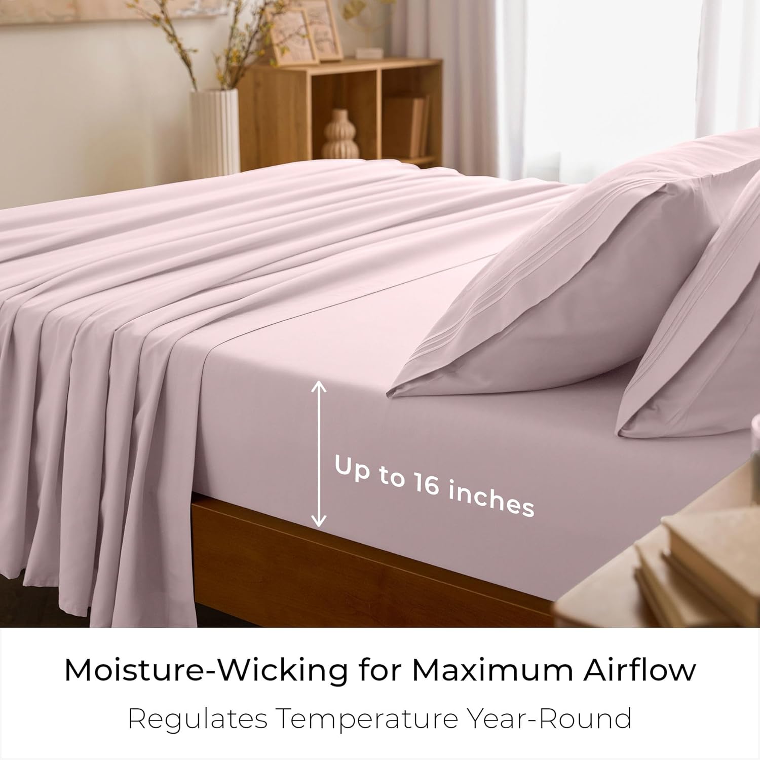 Mellanni Queen Sheets Set - 4 PC Luxury Bedding Collection - Extra Soft, Cooling, Wrinkle Resistant | Blush Pink