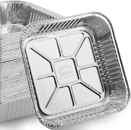 8x8 Foil Pans | 55 Pack Aluminum Baking Pans - Disposable for Heating & Baking Cakes - 8 Inch Square