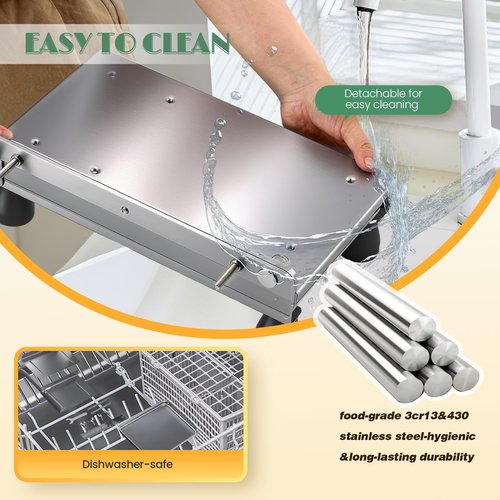 Huanyu Cheese Slicer Multipurpose Butter Cutter with Tray Stainless Steel Food Slicing Machine Adjustable Thickness Effortless for Butter Block Cheese Sausages Bread Vegetables
