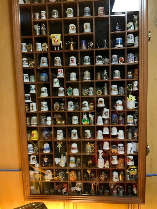 100 Thimble Display Case Wall Cabinet Holder Shadow Box with Real Glass Door and Felt Interior Background-Mahogany Finish TC100-MAH