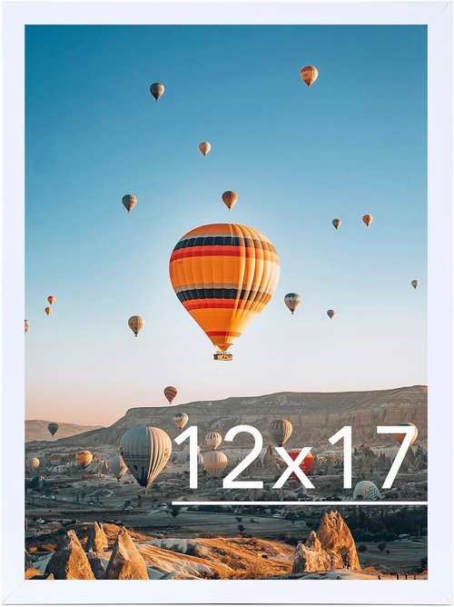 JCJMY 12x17 Picture Frame - White Wall Hanging Frame with Durable Plexiglass | Horizontal & Vertical Display