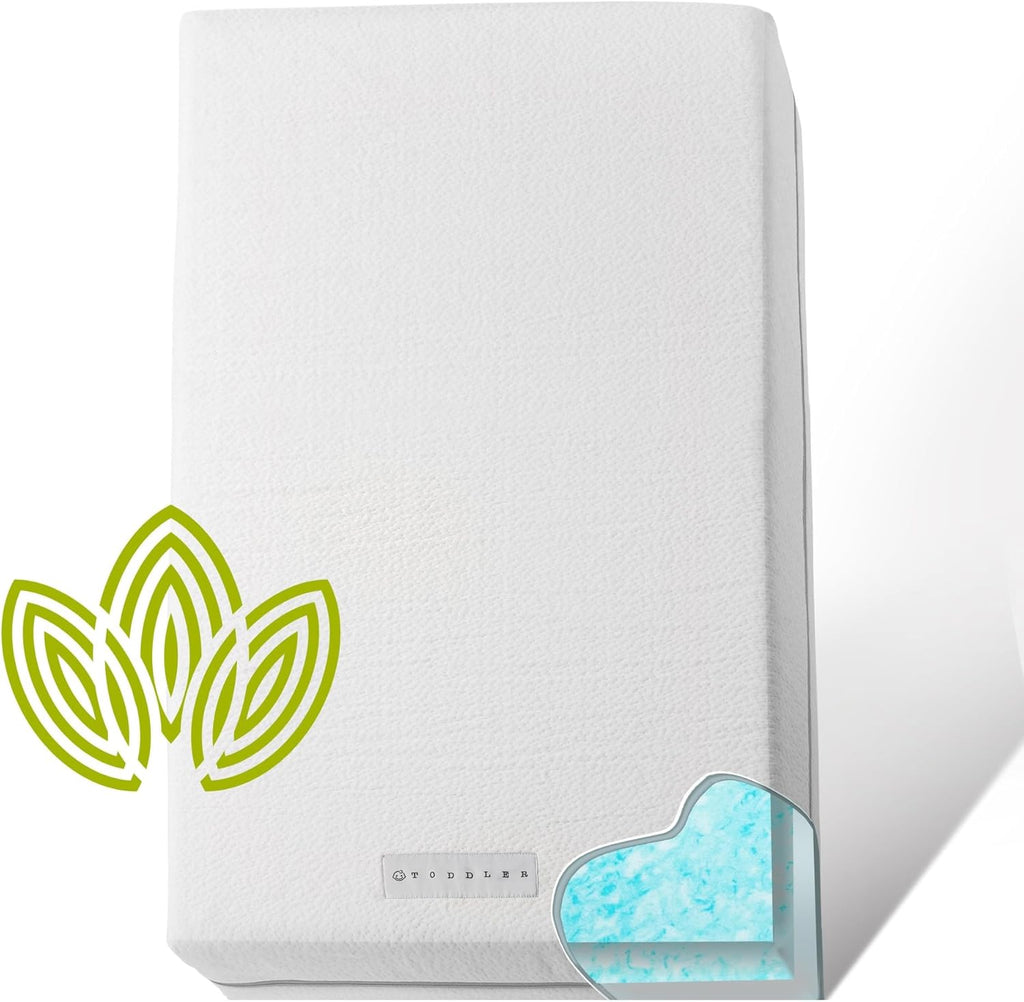 Organic Cotton 2-Sided Crib Mattress - Waterproof Washable Protector & Ventilated Foam | 52x27.5x4”
