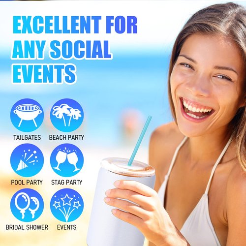 CHENGU 100 Pack Can Cooler Sleeves Neoprene Sublimation Insulated Beer Sleeves for Can Cooler Soda Drink Water Bottle Birthdays Weddings Bachelorette Party(Blank Style,White)