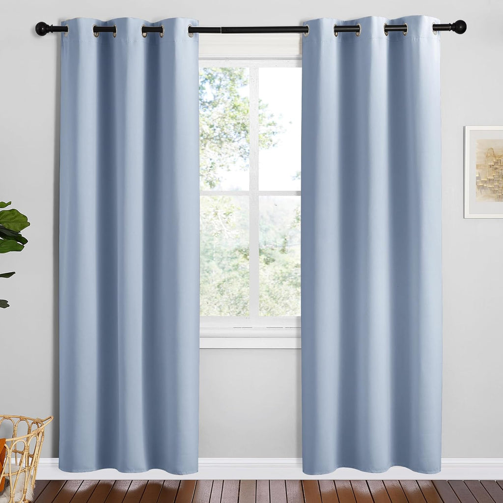 NICETOWN Vintage Blue Blackout Curtains - Thermal Insulated Drapes for Playroom | 72 Inches Long, 34 Inches Wide