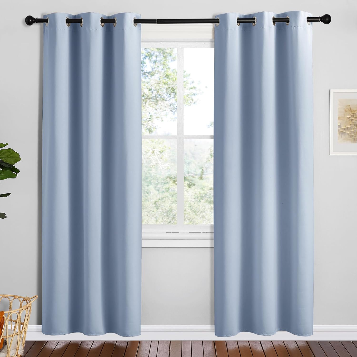 NICETOWN Vintage Blue Blackout Curtains - Thermal Insulated Drapes for Playroom | 72 Inches Long, 34 Inches Wide