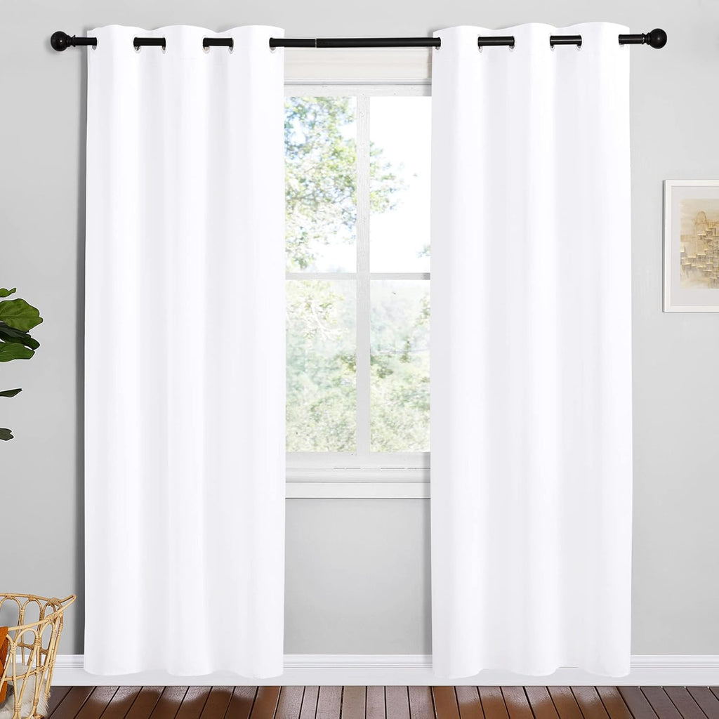 NICETOWN White Small Window Blackout Curtain Panels - Set of 2, 42" x 78" | 50% Light Blocking for Bedroom & Dining Room