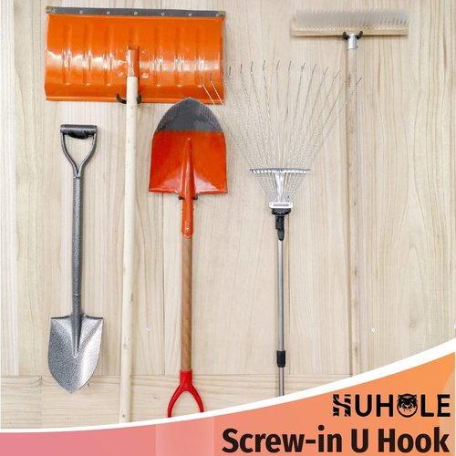 HUHOLE 16-Pack U Hooks - Multi-Purpose Vinyl Coated Steel Wall Organizers for Tools & Home Items | Black