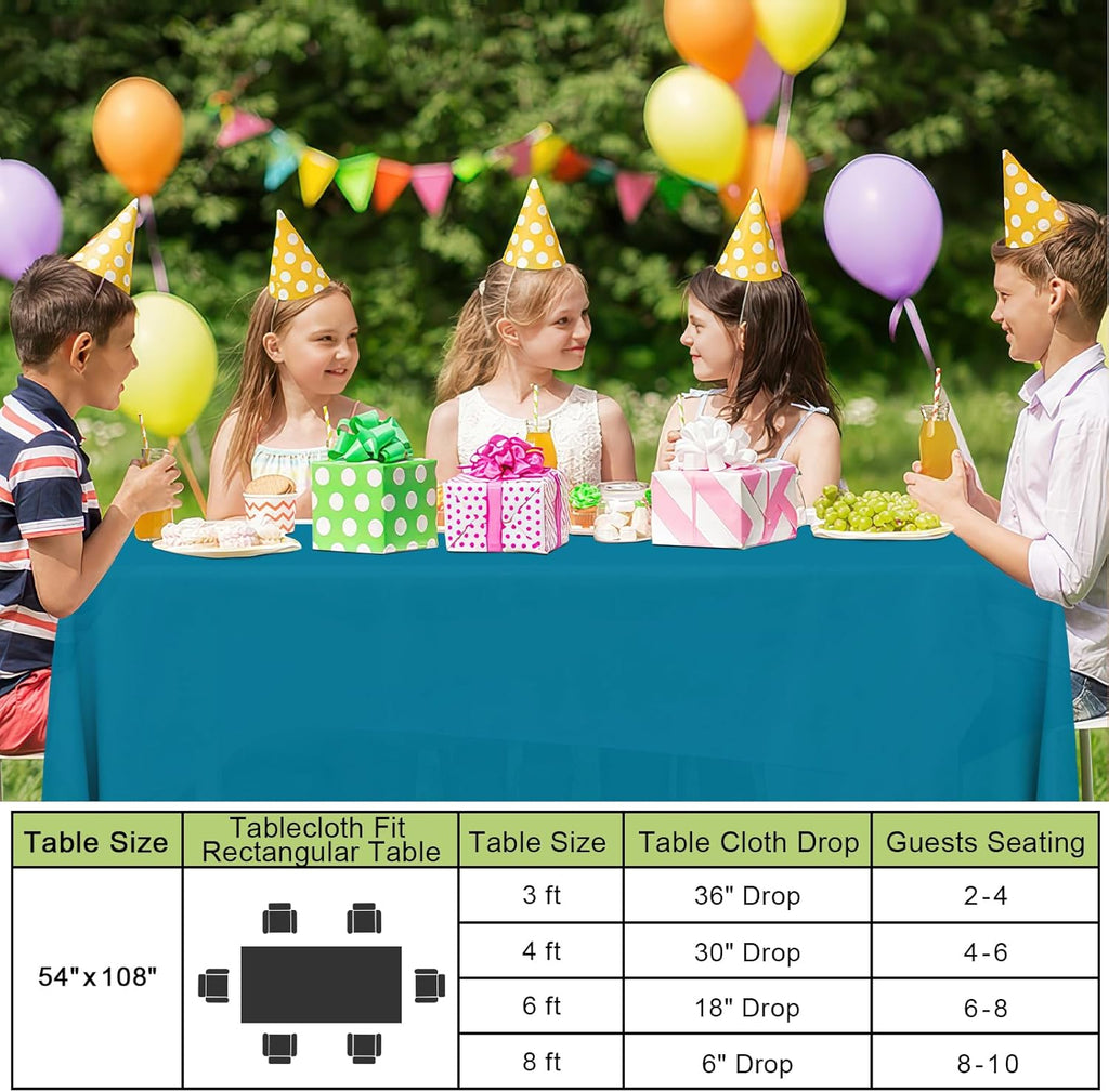 Smiry Disposable Table Cloth - Waterproof 54 x 78 Inch Rectangle Covers | 6 Pack in Aqua for Parties
