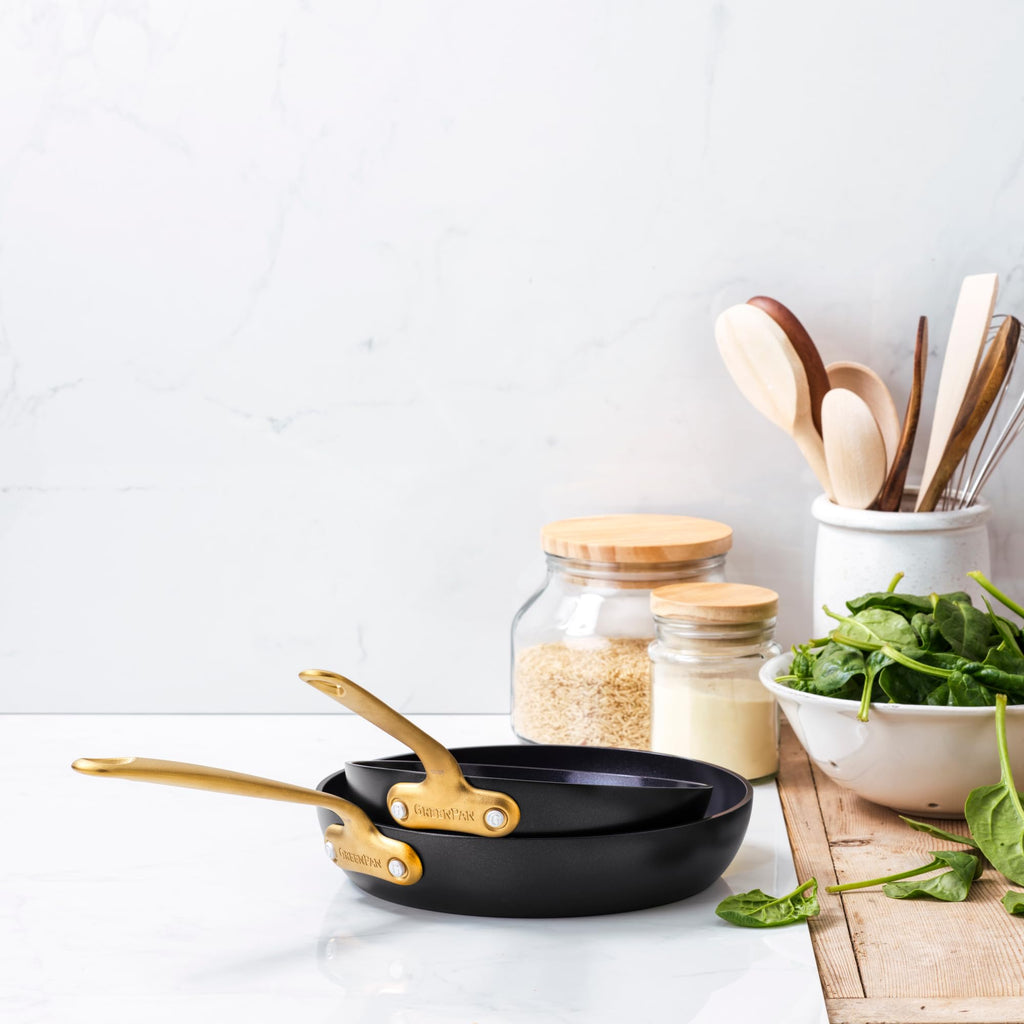 GreenPan Craft 8” and 11” 2 Piece Frying Pan Skillet Set, Healthy Ceramic Nonstick, Non-Toxic PFAS-Free, Dishwasher Safe, Oven Safe, Black