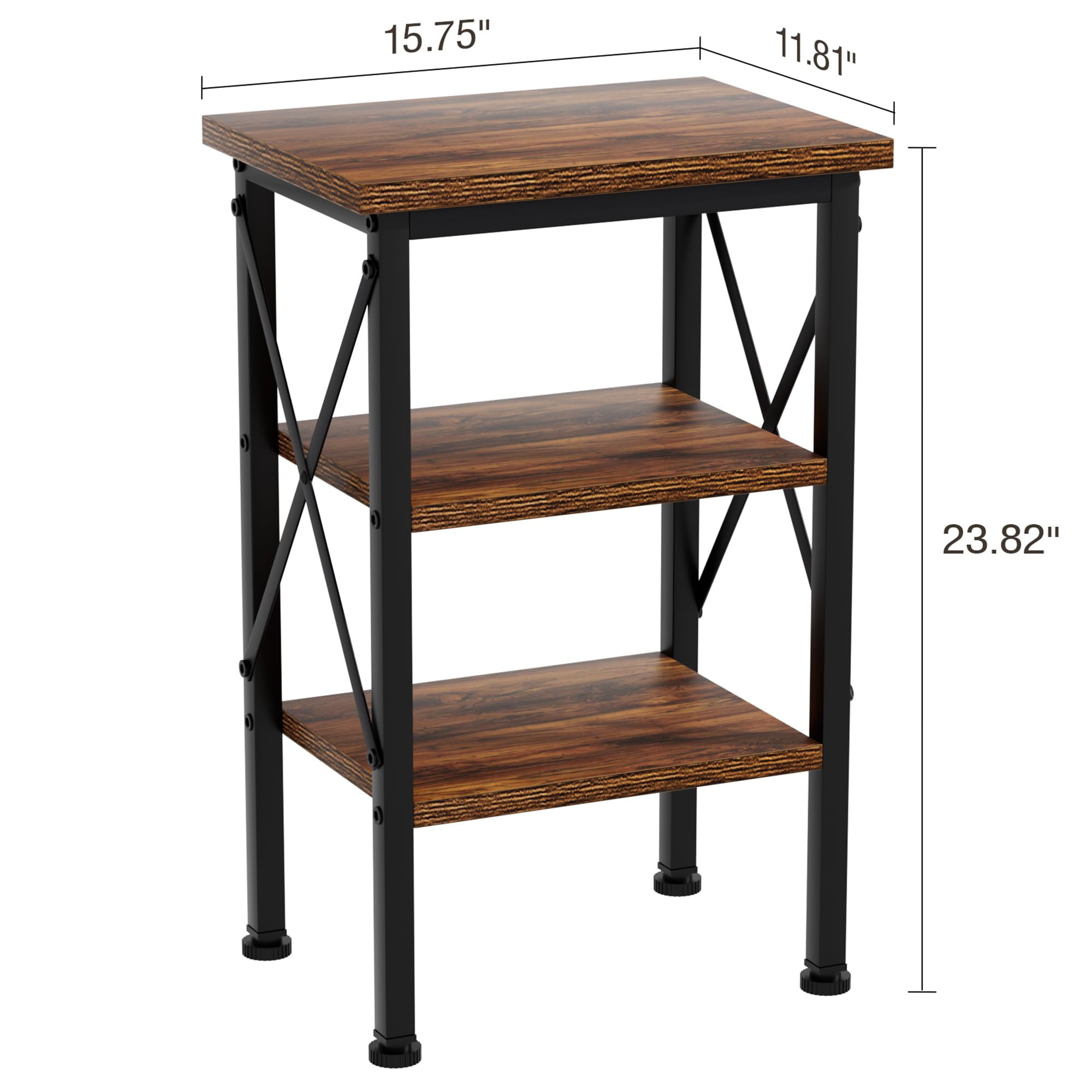 VECELO Modern Nightstands X-Design Side End Table Night Stand with Storage Shelf for Bedroom,Living Room