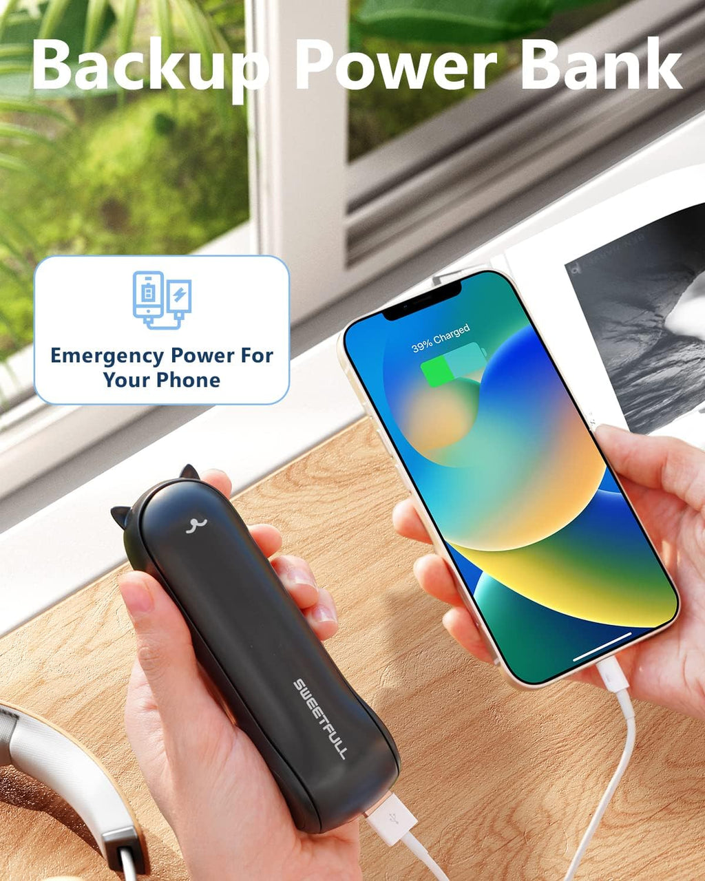 Sweetfull Portable Misting Fan - Rechargeable Handheld Mini Water Mister for Travel & Outdoors | Black