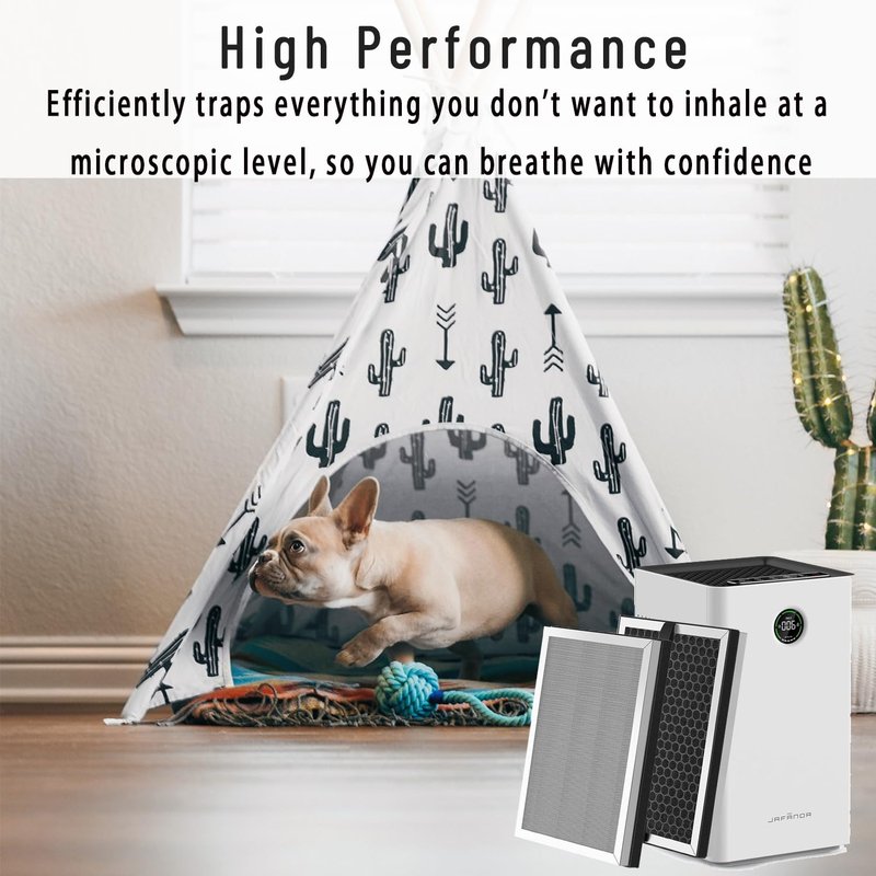 4-Pack JF260 Replacement Filter for Jafända JF260 JF260S air purifier, H13 True HEPA (MERV17) & Activated Carbon, 3-Stage Filtration for Smoke, Pet Hair & Odors, Part #JF260-RF for Jafanda