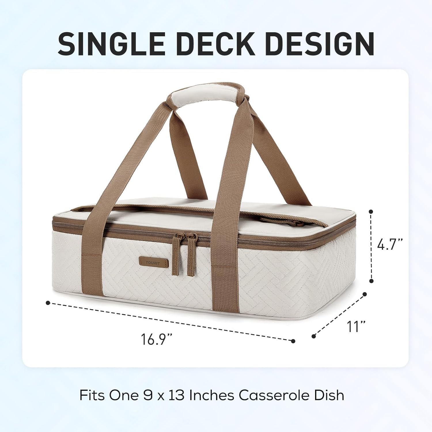 TOURIT Insulated Casserole Carrier - Thermal Food Carrier for Hot or Cold Dishes | Fits 9" x 13" Baking Dish