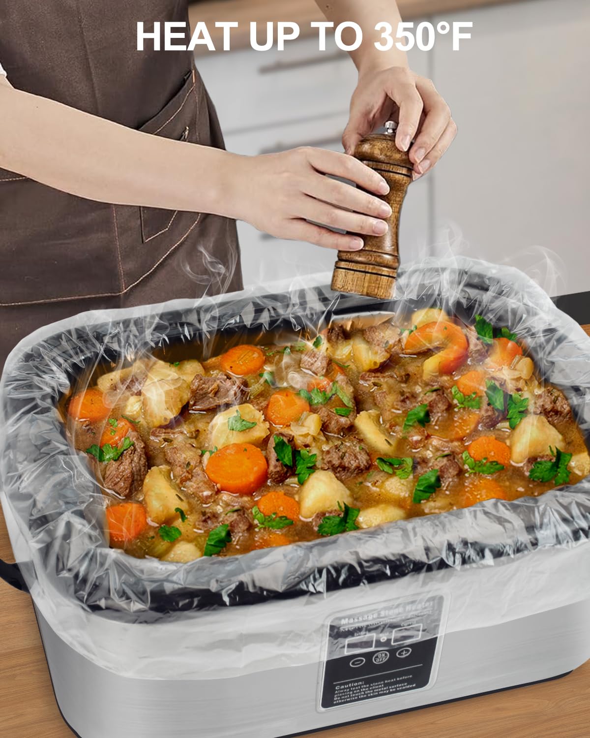 Electric Roaster Liners 12 Count, Disposable Plastic Cooking Bags for 16, 18, 22 Quart Roasters, Size 18 x 34 Inches