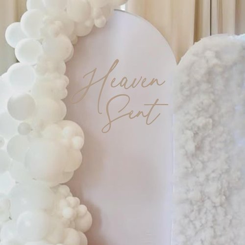 Heaven Sent | Baby Shower Decorations - Gender Reveal Balloon Arch Sign, Brown Theme Party Supplies