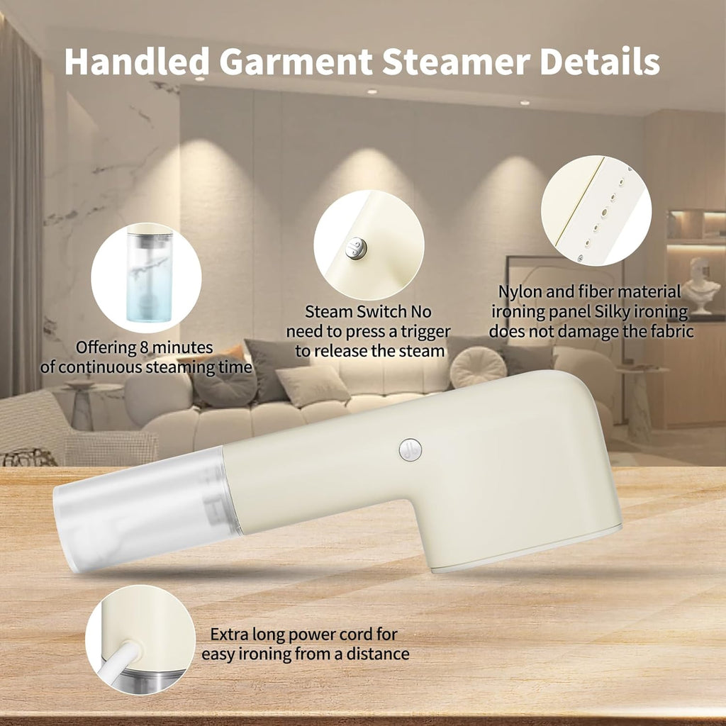 Skiennix Portable Travel Steamer - 800W Handheld Fabric Wrinkle Remover | Fast 15s Heat-Up, Compact Design