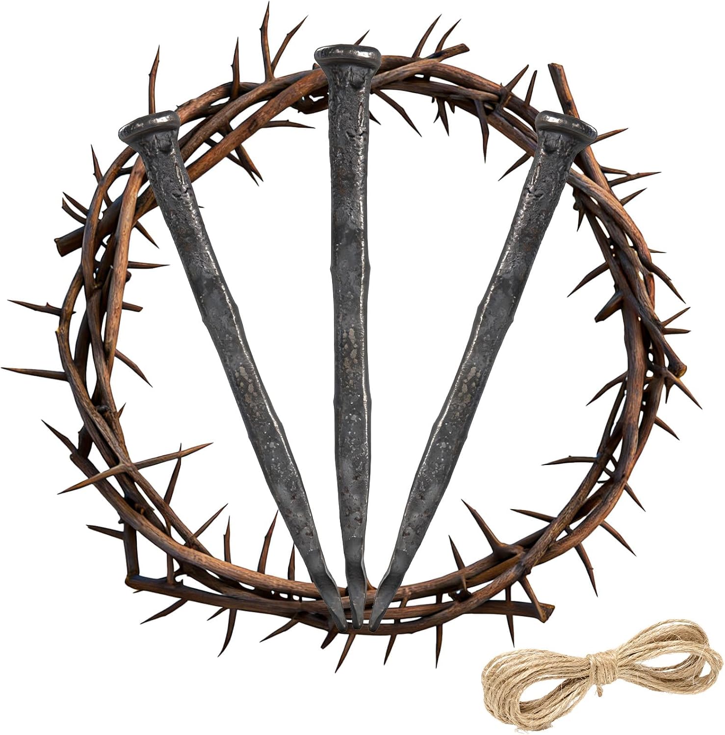 Skiennix Crown of Thorns - 4 Pieces with Crucifixion Nails | Christian Easter Home Decor