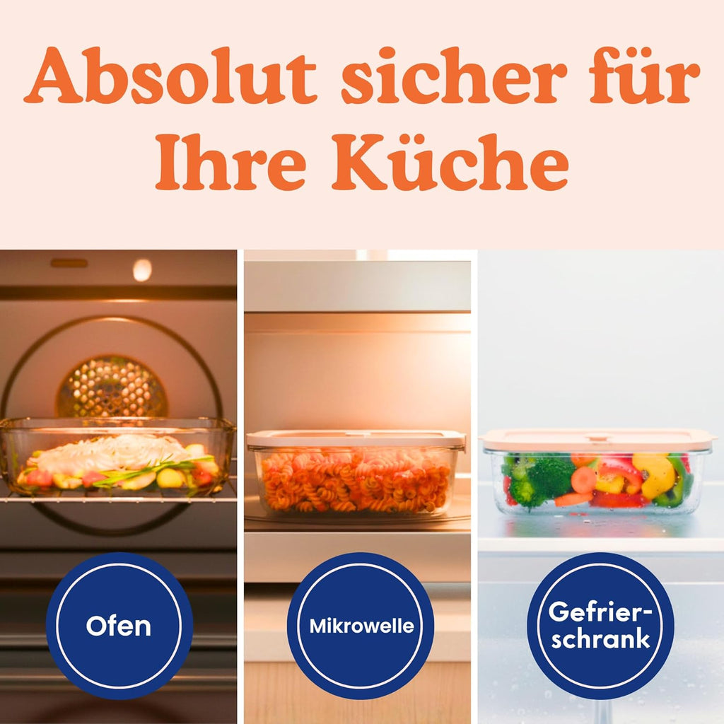 Ziruma Non-Toxic Glass Food Storage Containers - Airtight 2.6 Cup Soup Containers, 4 Pack, Microwave & Freezer Safe