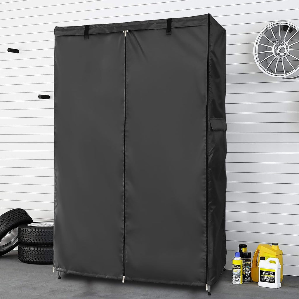 Dalema Wire Rack Covers,Heavy Duty 600D Dustproof Waterproof Storage Rack Covers for Metal Shelves,Storage Shelf Cover with Zipper for Wire Shlef,48''W x 24''D x 71''H,Black with Clear Front
