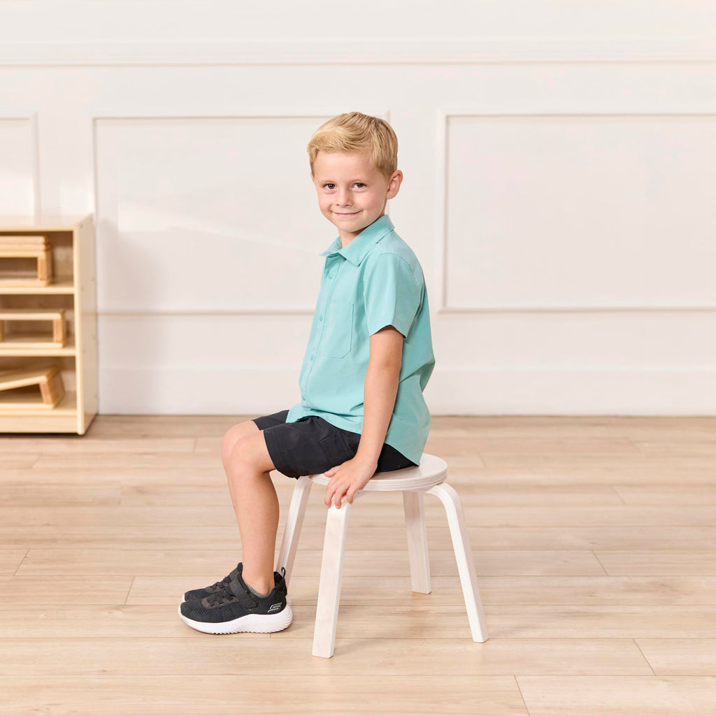 ECR4Kids Bentwood Stackable Stools, 12in Seat Height, Classroom Furniture, White Wash, 6-Piece