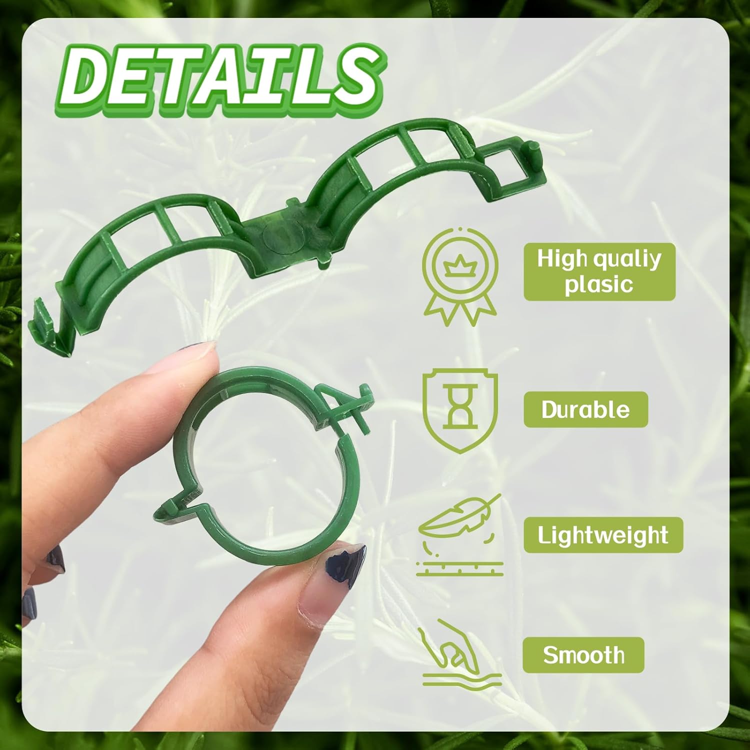 OJYUDD Plant Support Clips - 300 Pcs Plastic Tomato & Garden Vine Clips for Climbing Plants (Green)
